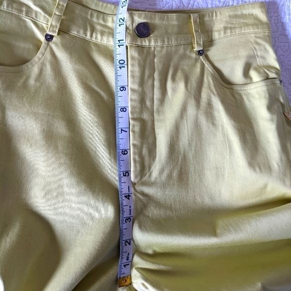 𝅺AVERARDO Bessi High Rise Yellow Pants 8 Luxury Preppy Tennis Prep Straight Leg - Picture 11 of 14